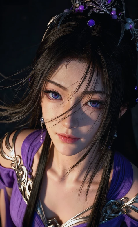 蓝眸紫饰·紫灵·国风写实美人·国漫游戏感 高人气古风手机壁纸