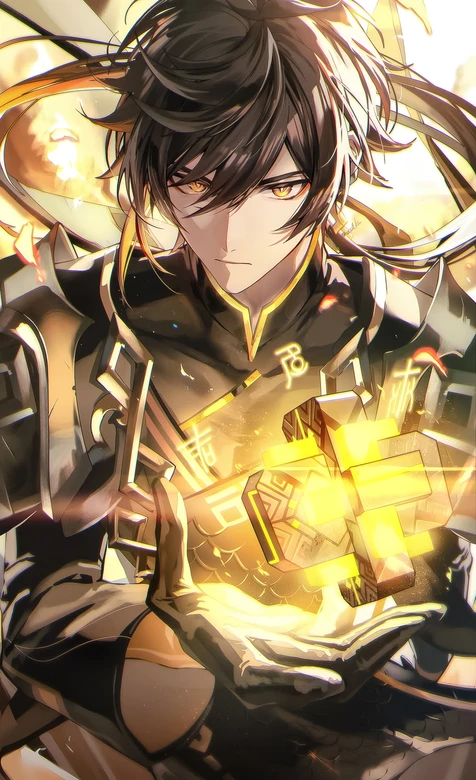 钟离·金色符文铠甲 原神国漫风帅气角色 超燃热血手机壁纸