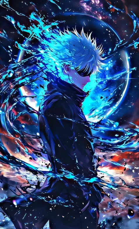 五条悟·蓝焰能量迸发 魔幻炫酷风超燃手机壁纸