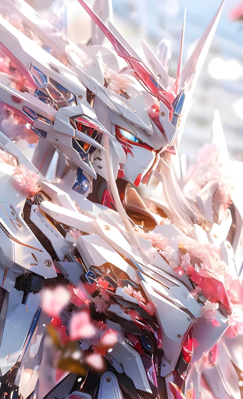 樱花机甲·唯美科幻风 机械花簇共生 竖屏热款壁纸