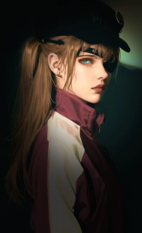 明日香·独眼运动服 写实暗黑风 EVA衍生手机壁纸