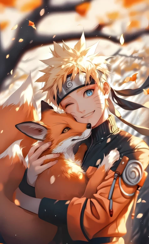 漩涡鸣人·抱狐狸 唯美治愈风 火影忍者动漫秋季壁纸