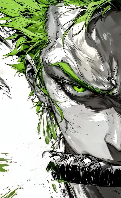 小丑·绿发绿眼 暗黑漫画风 高人气手机壁纸