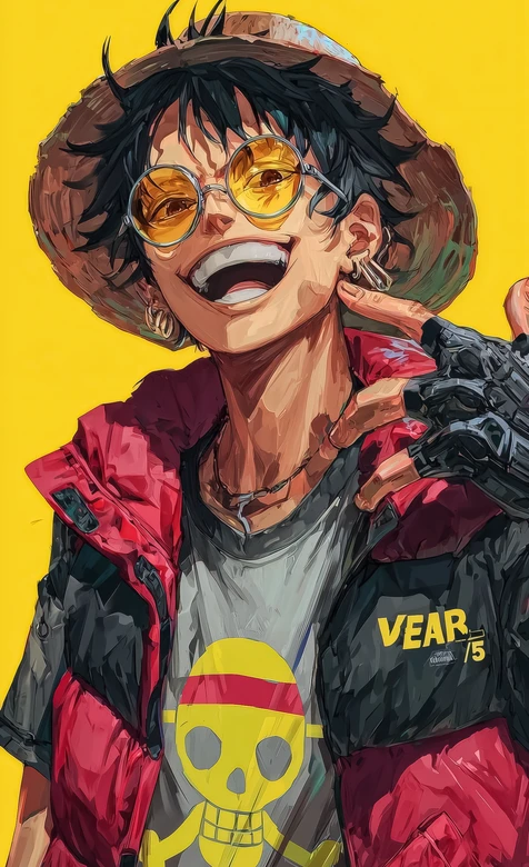 蒙奇·D·路飞 潮流插画风 海贼王热血手机壁纸