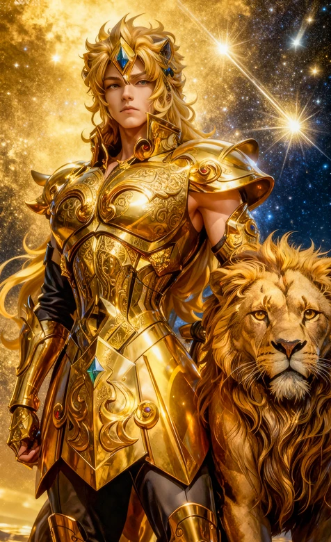 狮子座黄金圣斗士·金甲雄狮 写实华丽 圣斗士星矢动漫高清手机壁纸