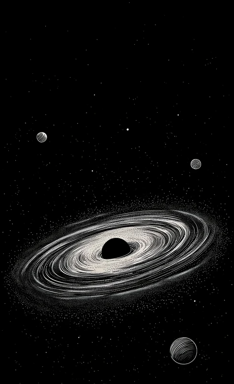 黑洞星环行星·暗黑极简科幻宇宙手机壁纸