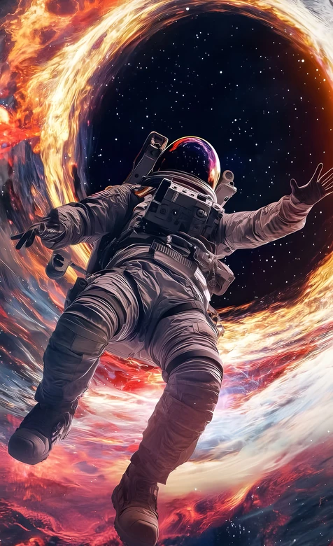 宇航员·星云漩涡宇宙 科幻梦幻风超现实冒险壁纸