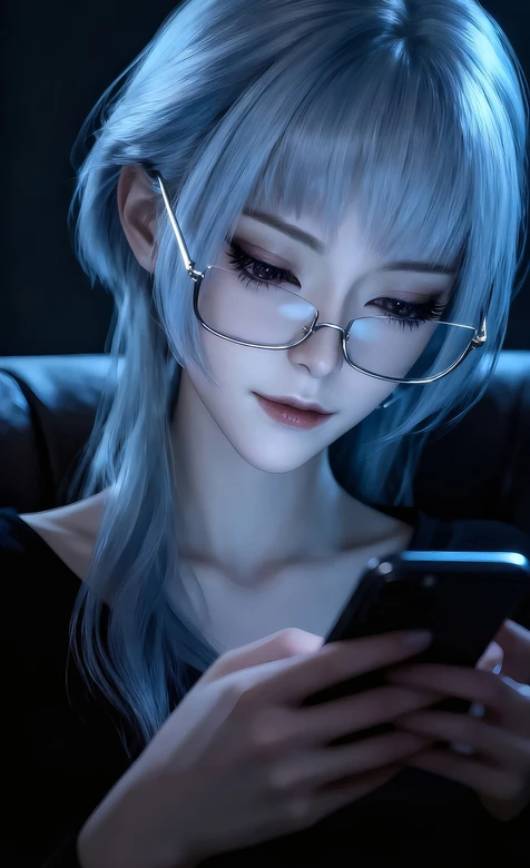 银发眼镜少女·写实唯美风 小众高级感手机壁纸