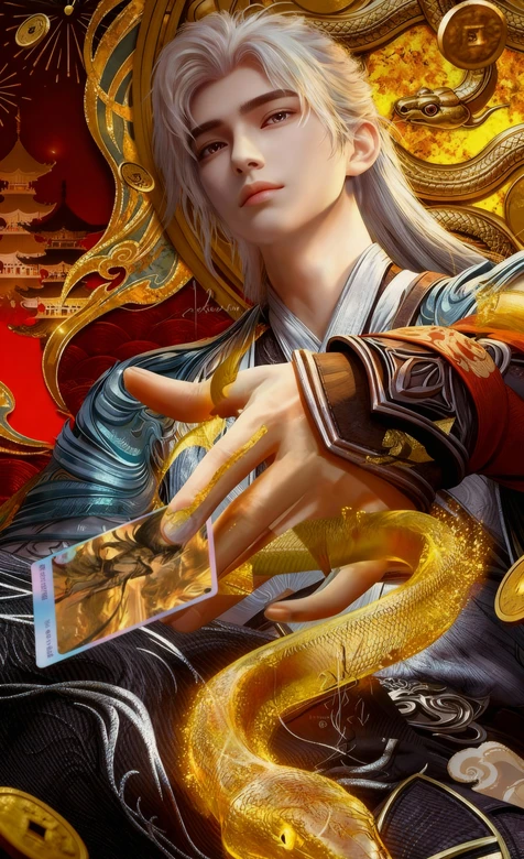 银发国风帅哥·石昊·金蛇铜钱 玄幻古风超火国风手机壁纸