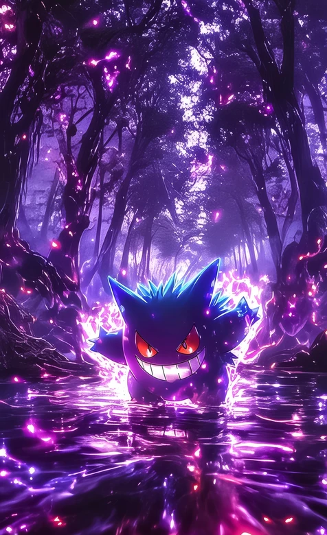 耿鬼·鬼火升腾 暗黑魔幻风 宝可梦超酷炫主题手机桌面