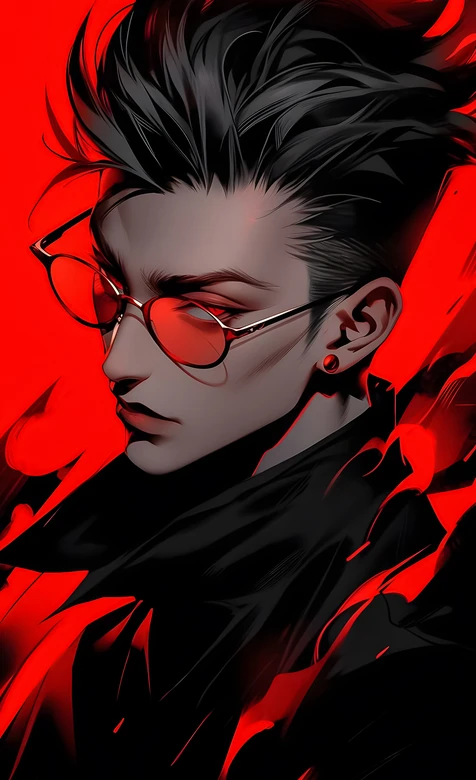 暗黑潮酷帅哥·红镜冷峻气场 超火竖屏个性壁纸