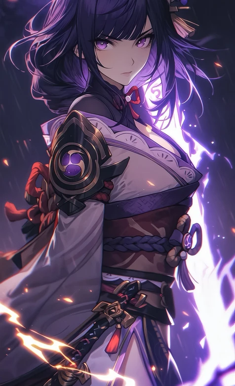 雷电将军·雷电迸发 原神二次元暗黑和风游戏壁纸 高质感竖屏壁纸