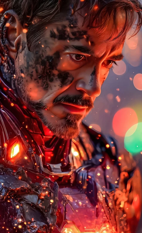 托尼·斯塔克·战甲破损 科幻写实风 漫威影视高燃壁纸