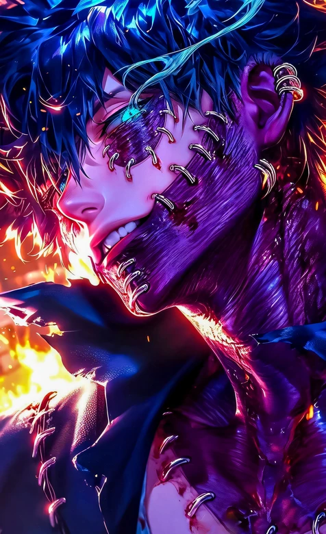 荼毘·缝合伤疤火焰 暗黑赛博日漫《我的英雄学院》高燃壁纸