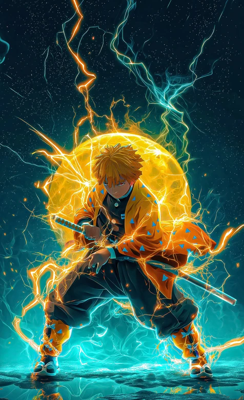 我妻善逸·雷之呼吸炸裂 电光炫酷风动漫角色壁纸（高人气）