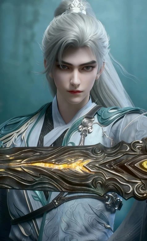 古风银发帅哥石昊·仙侠国风 剑饰流光 古风玄幻壁纸