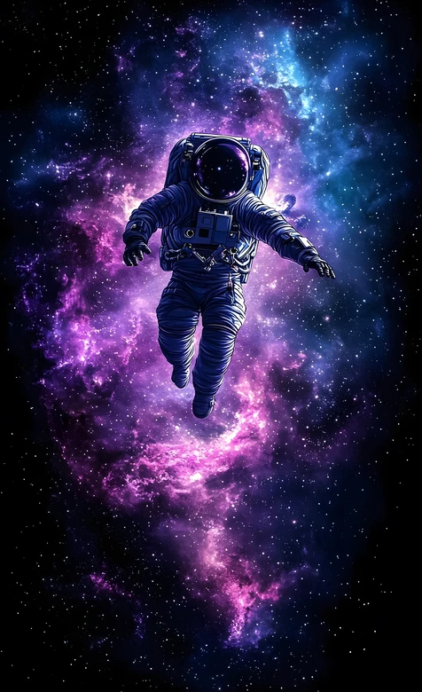 宇航员漫游绚烂星云宇宙 科幻唯美风宇宙星空壁纸