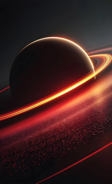带环行星·暗黑科幻风 炽热光带交织星际壁纸