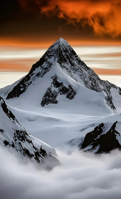 雪覆锥形雪峰·写实唯美冰雪秘境 高质感雪山手机壁纸