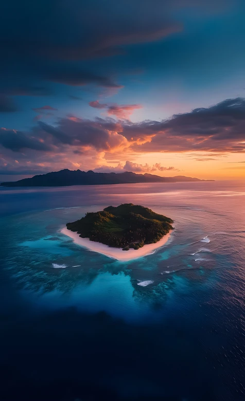 热带海岛日落晚霞·唯美梦幻 静谧海洋风光壁纸