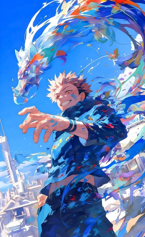 两面宿傩·灵体伴生 炫彩泼墨风 咒术回战热血壁纸