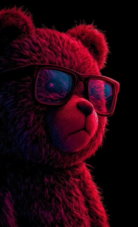 潮酷毛绒熊·暗黑赛博风 个性潮玩手机壁纸