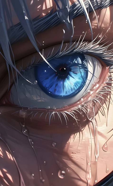 蓝瞳泪眼·细腻写实风 高质感泪滴眼眸壁纸