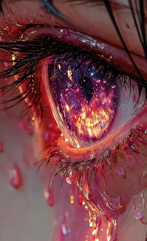 星空眼眸·超现实梦幻二次元 泪滴炫光手机壁纸