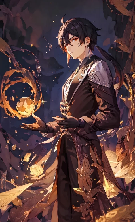 钟离·岩晶凝聚 原神国漫风奇幻壁纸