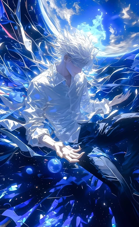 五条悟·蓝色星能涌动 二次元唯美风 咒术回战向壁纸