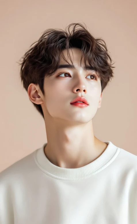 清新唯美卷发白衣帅哥写真 治愈系手机壁纸