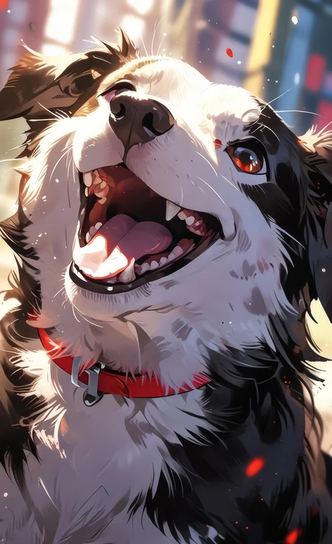 开心笑犬·二次元插画风·治愈系手机壁纸