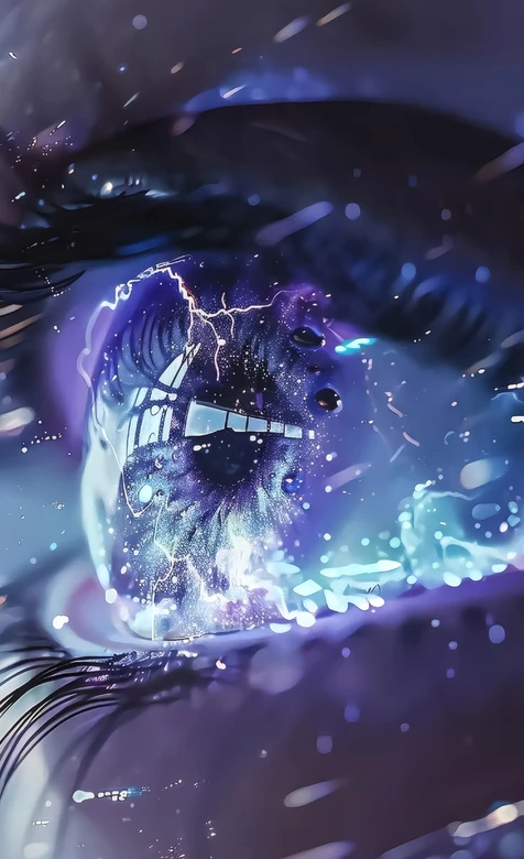 眼眸·星空机械闪电 赛博科幻风超现实手机壁纸