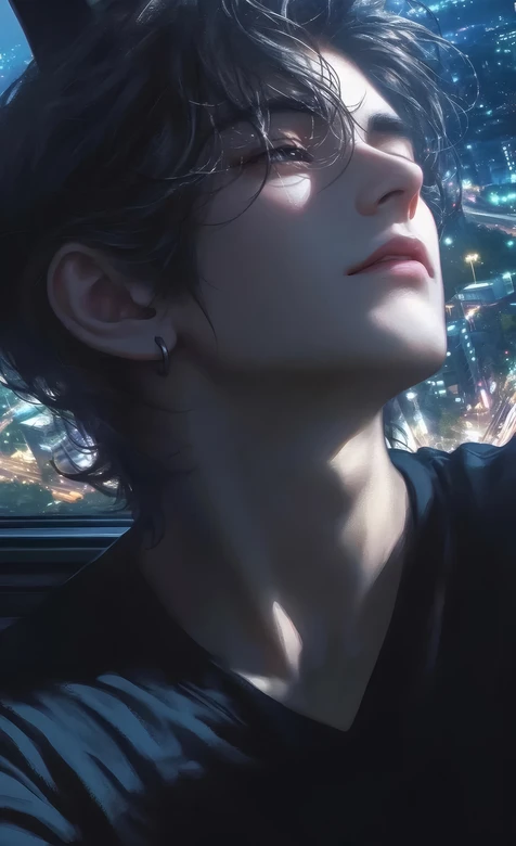 写实风清冷帅哥·城市夜景氛围感 小众手机壁纸热款