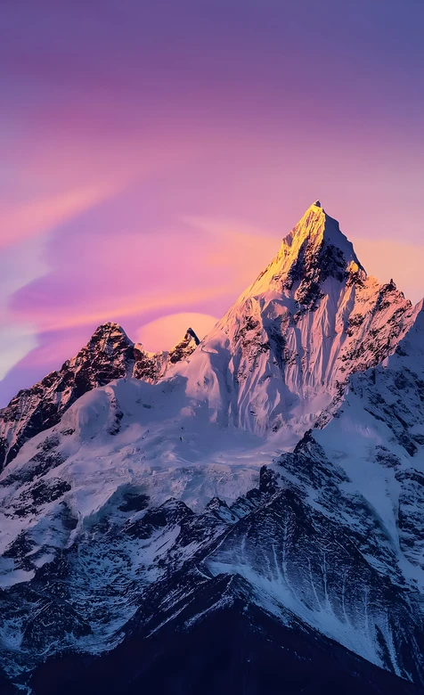 日照金山雪山·唯美梦幻风 超美雪山手机壁纸
