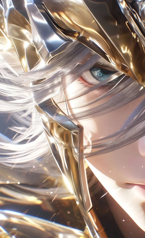 银发战铠美男·锐利蓝眸 写实光影风 超燃热血手机壁纸