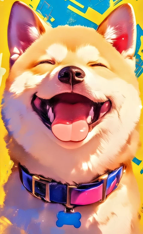 微笑柴犬·炫彩油画风 治愈系宠物手机壁纸推荐