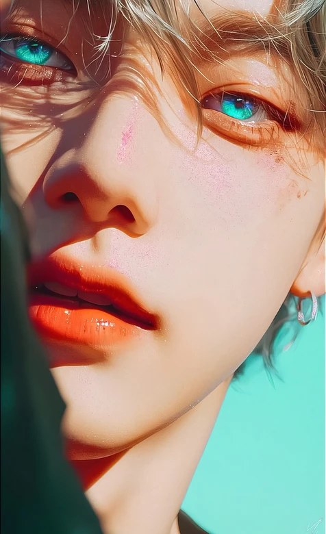 蓝眼帅哥·光影写实唯美风 原创插画手机壁纸推荐