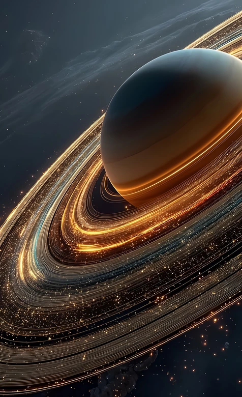 土星·璀璨星环 科幻写实风宇宙深空高质感星际手机壁纸