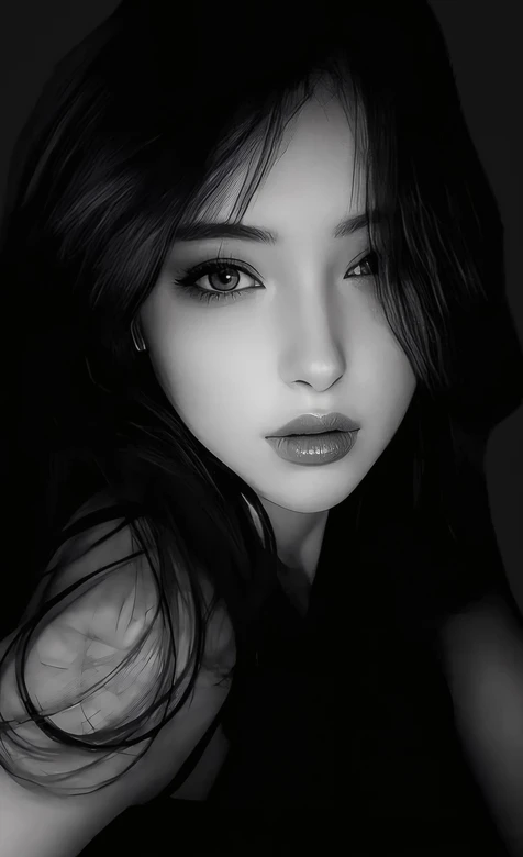 暗黑写实风长发女性·冷调艺术感 高人气竖屏壁纸