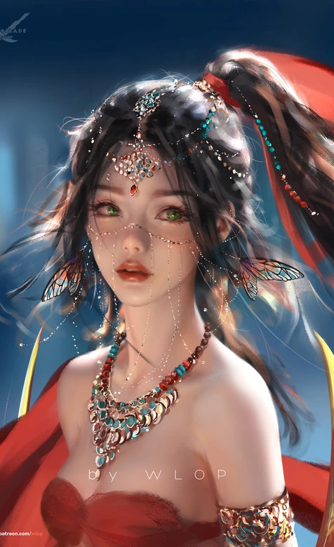 风铃公主·蝶饰红纱 国漫唯美风（鬼刀）古风手机壁纸