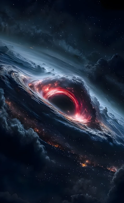 宇宙黑洞漩涡·暗黑科幻风 红焰星云手机壁纸热款