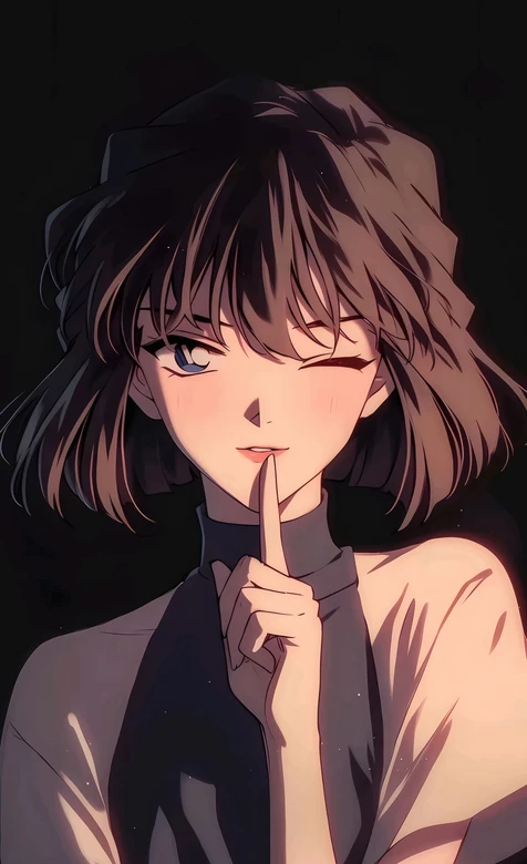 灰原哀·俏皮眨眼噤声 二次元唯美风 名侦探柯南动漫壁纸