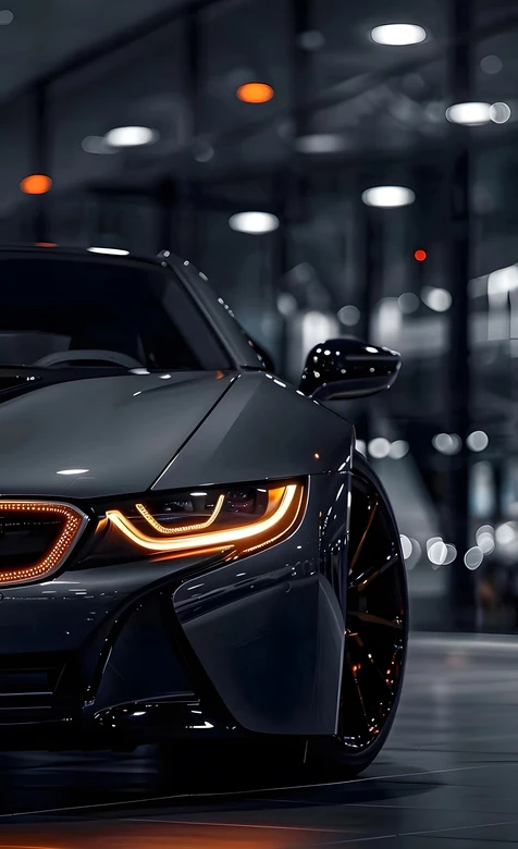 宝马i8·暗黑科技风展厅 炫酷车灯汽车壁纸