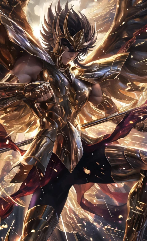 凤凰座一辉·黄金圣衣燃战 写实炫酷圣斗士星矢壁纸