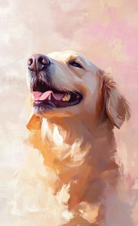 金毛犬·快乐笑颜 油画风治愈系宠物油画壁纸