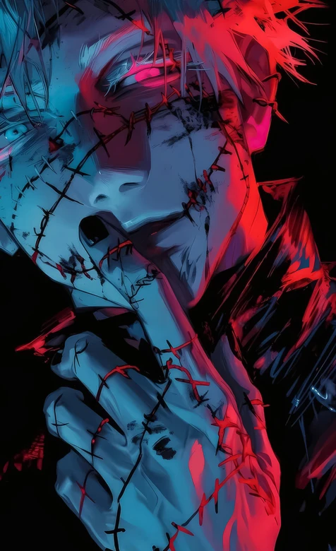 咒术回战 真人·缝合诅咒 暗黑霓虹二次元手机壁纸