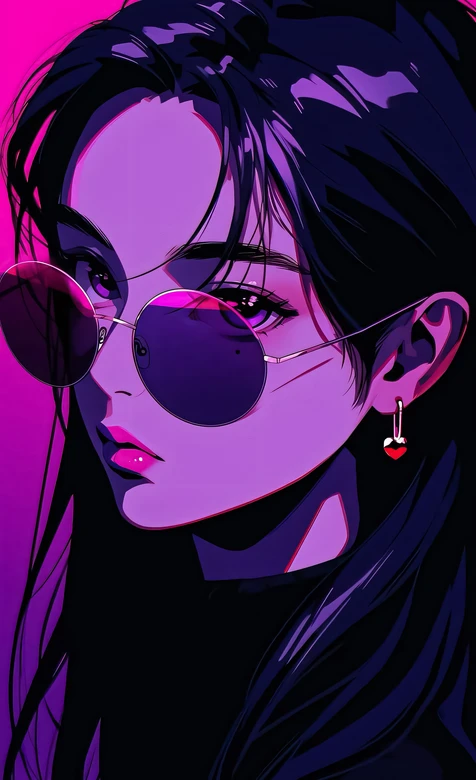 动漫少女·霓虹赛博风（墨镜）超酷潮流手机壁纸