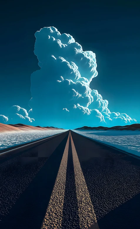 超现实公路巨云沙漠 唯美治愈手机壁纸