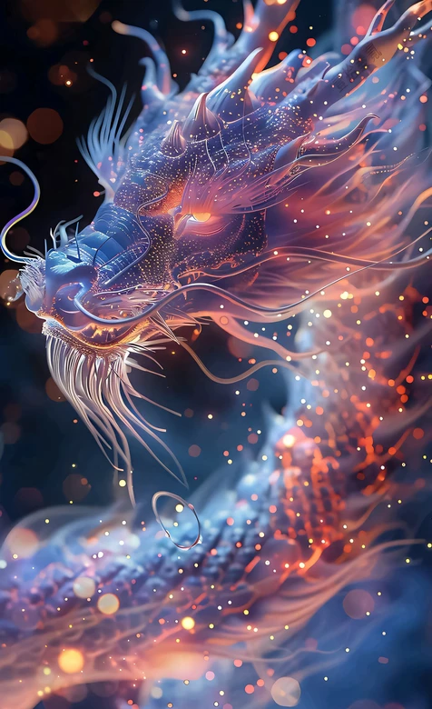 国风神龙·梦幻科幻粒子特效 高人气竖屏龙壁纸